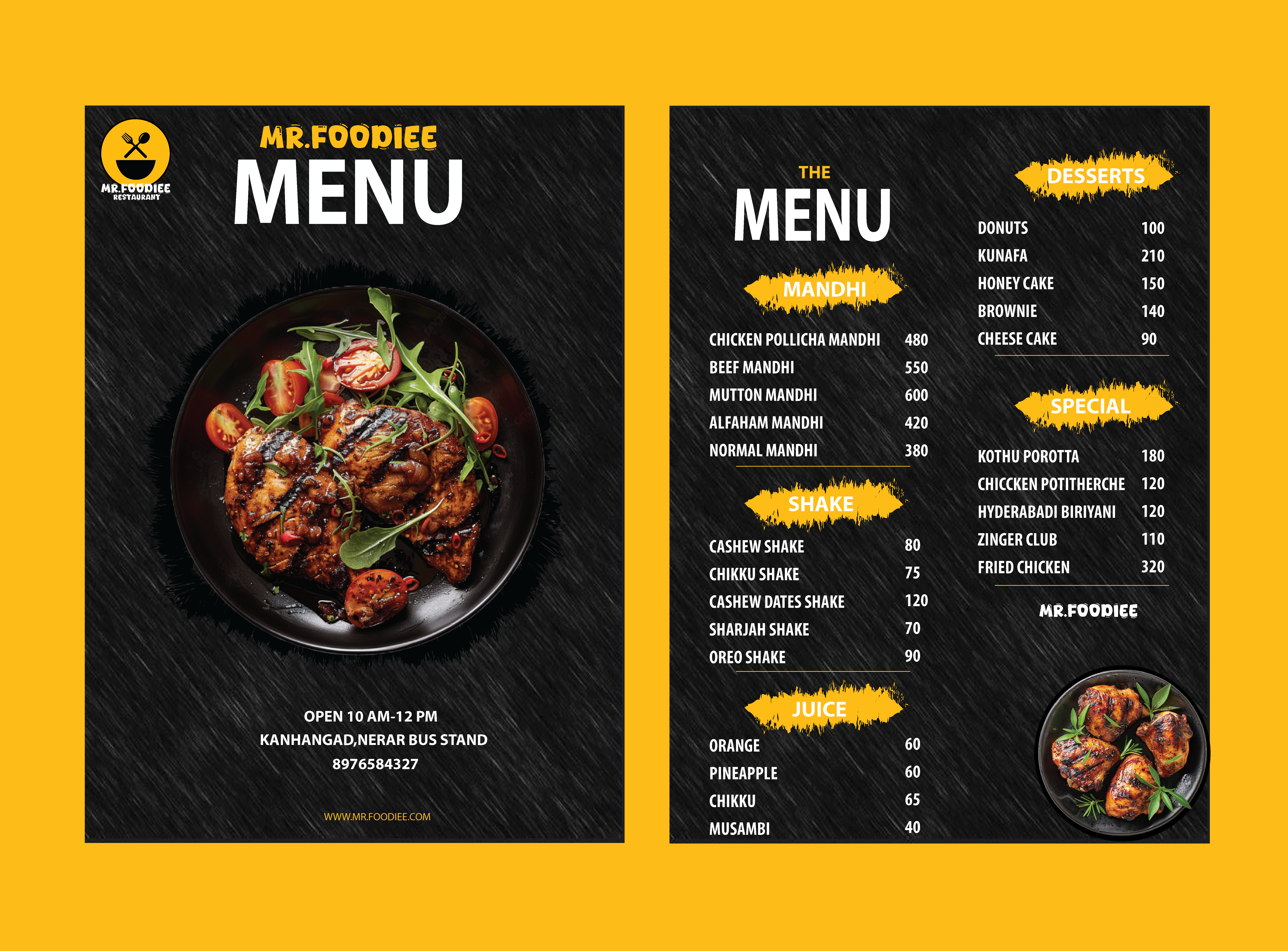 menu card _ mrfoodiee restaurant